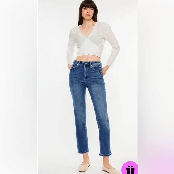 KanCan Women's Slim Straight Leg Jeans - Classic Blue - Picture 1 of 15